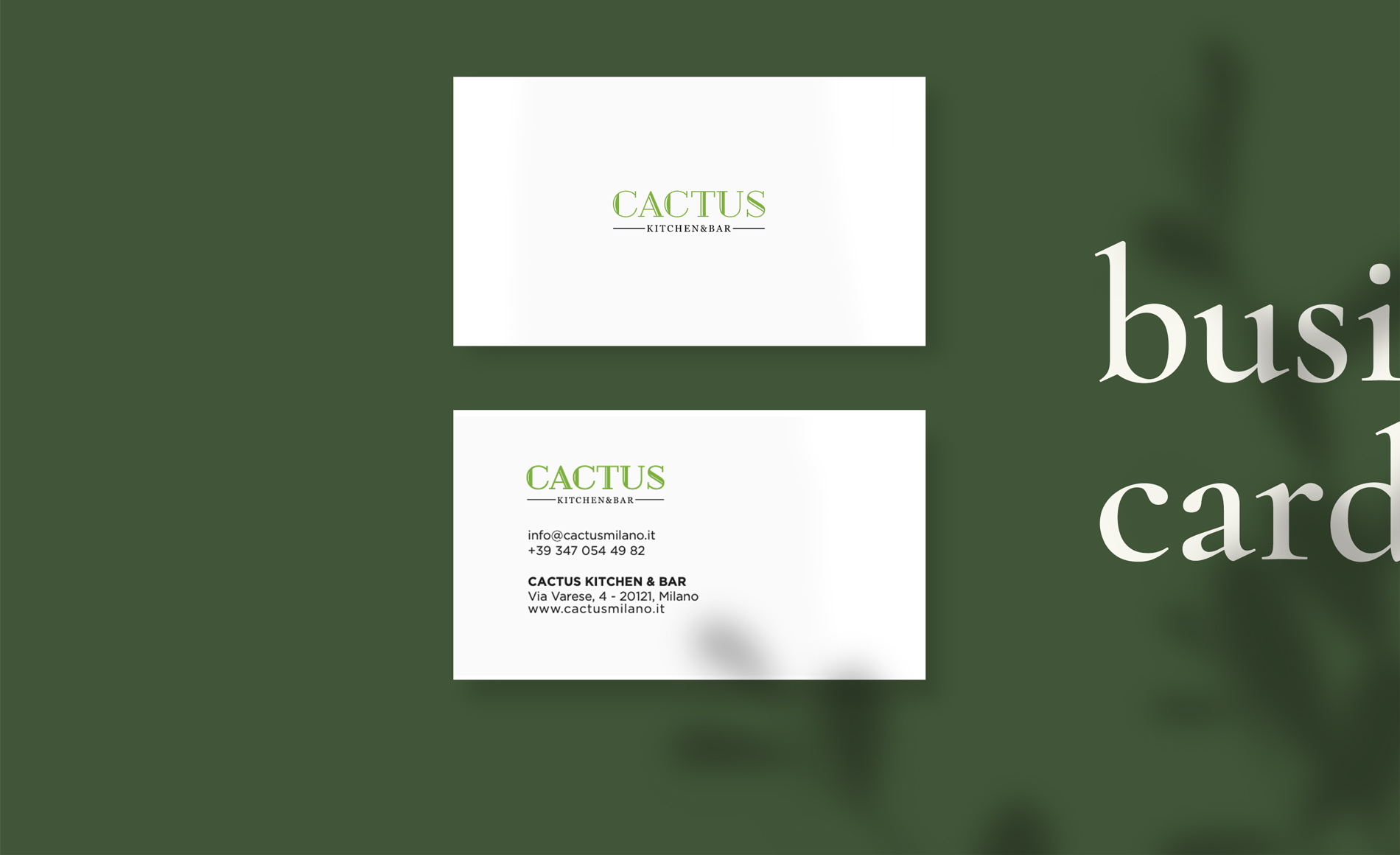 Business Card Cactus kitchen and Bar